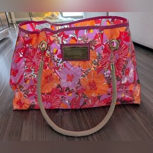 Lilly Pulitzer Pink and Orange Floral Clear Tote See Through